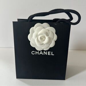 CHANEL Black and White Camilia Small Gift Bag